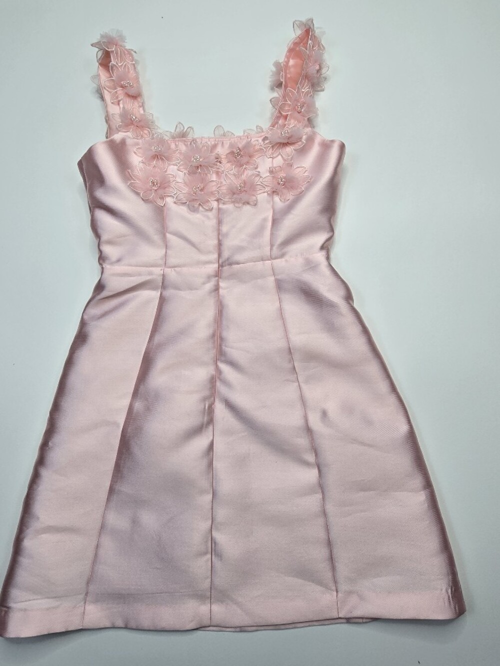 Elliatt x Revolve Elder Dress Blush Pink Satin 3D Floral Mini Dress Womens S - Picture 2 of 7